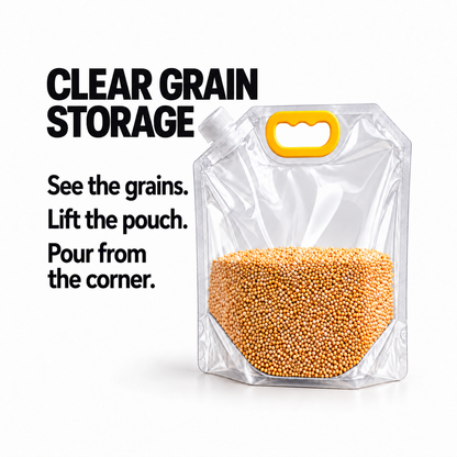 🌾Handled Grain Storage Pouch with Corner Pour Spout