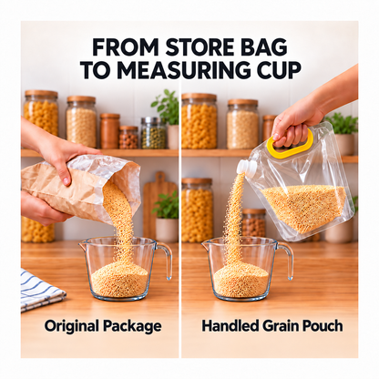 🌾Handled Grain Storage Pouch with Corner Pour Spout
