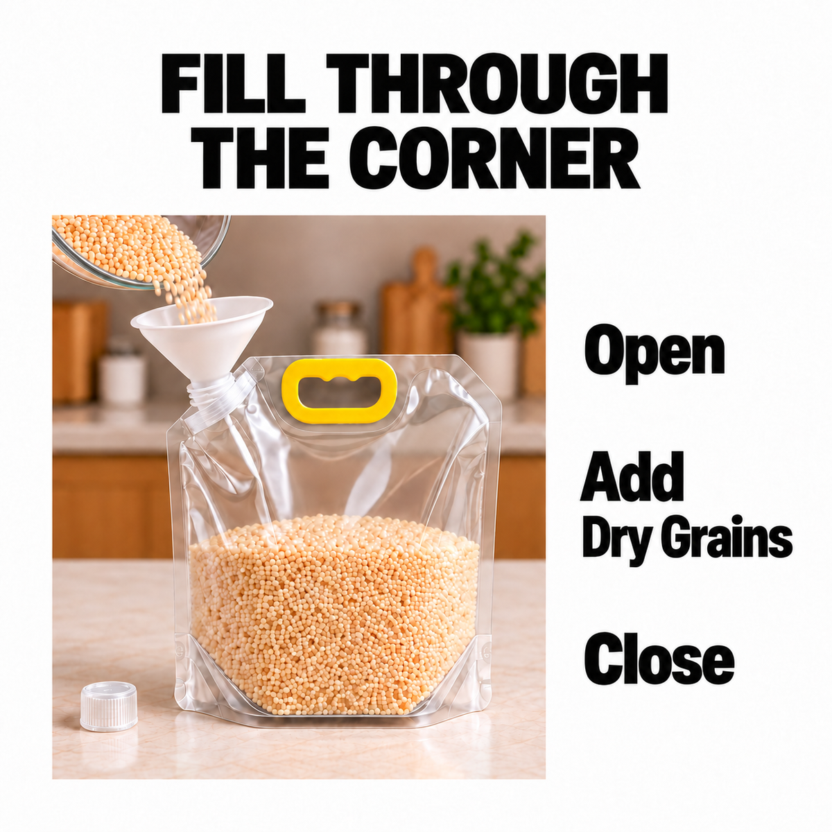 🌾Handled Grain Storage Pouch with Corner Pour Spout