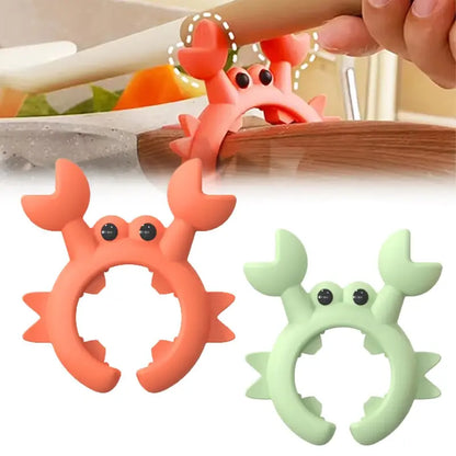 Cute Crab Design Silicone Spatula Holders, 2.5in Mini Kitchen Heat-resistant Spatula Rack Spoon Rest Holder Steam Releaser, Cooking Accessory for Home Chefs, Cooking Accessories Gifts