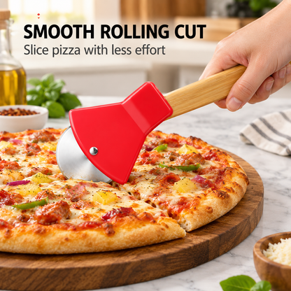 Pizza Cutter – Axe-Style Cutter with Bamboo Handle – Creative Kitchen Tool – Baking Cutter