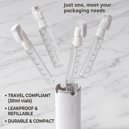Ultimate 4-in-1 Travel Dispenser | TSA-Approved Leakproof Bottle Set