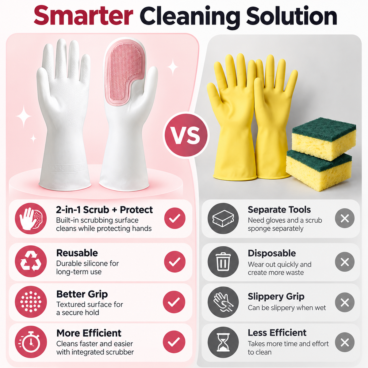 Multifunctional Magic Scrubbing Gloves – Waterproof Plastic/Latex Kitchen Cleaning & Dishwashing Gloves