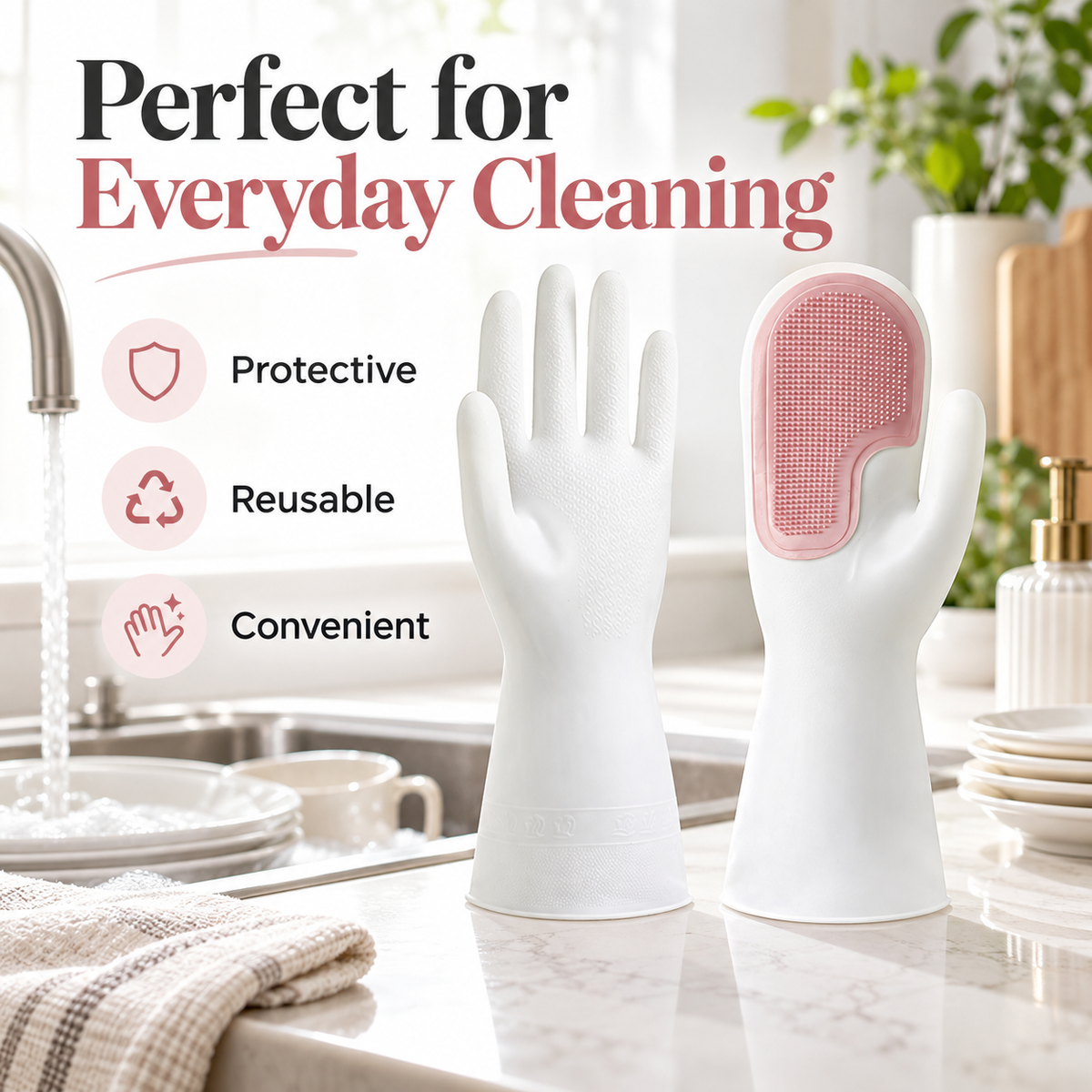 Multifunctional Magic Scrubbing Gloves – Waterproof Plastic/Latex Kitchen Cleaning & Dishwashing Gloves