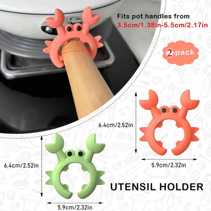 Cute Crab Design Silicone Spatula Holders, 2.5in Mini Kitchen Heat-resistant Spatula Rack Spoon Rest Holder Steam Releaser, Cooking Accessory for Home Chefs, Cooking Accessories Gifts