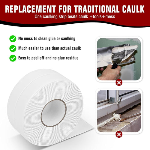 📏White Waterproof Caulk Tape 3.2m Self-Adhesive Sealing Tape for Bathroom Kitchen Sink Toilet Tub Edges Easy Application & Durability