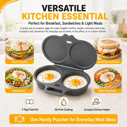 🍳Easy to Clean Microwave Egg Steamer Mold BPA‑Free,Food‑Grade Plastic PP Material - Non-Stick,2 Cup Round Egg Maker, Perfect Shape, Quick Prep, Healthy Cooking Gadget for Kitchens, Easy Egg Cooker Home Egg Boiler Dishwasher-safe Omelette Maker (Dark Gray)