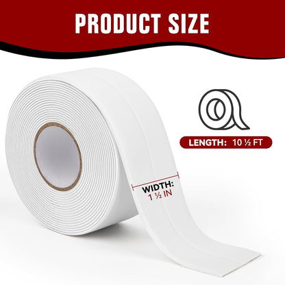 📏White Waterproof Caulk Tape 3.2m Self-Adhesive Sealing Tape for Bathroom Kitchen Sink Toilet Tub Edges Easy Application & Durability
