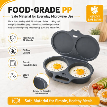 🍳Easy to Clean Microwave Egg Steamer Mold BPA‑Free,Food‑Grade Plastic PP Material - Non-Stick,2 Cup Round Egg Maker, Perfect Shape, Quick Prep, Healthy Cooking Gadget for Kitchens, Easy Egg Cooker Home Egg Boiler Dishwasher-safe Omelette Maker (Dark Gray)