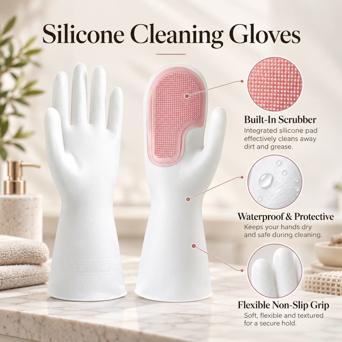 Multifunctional Magic Scrubbing Gloves – Waterproof Plastic/Latex Kitchen Cleaning & Dishwashing Gloves