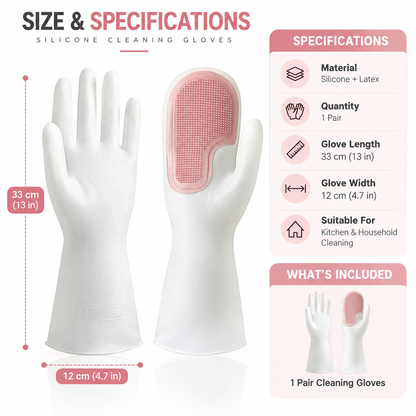 Multifunctional Magic Scrubbing Gloves – Waterproof Plastic/Latex Kitchen Cleaning & Dishwashing Gloves