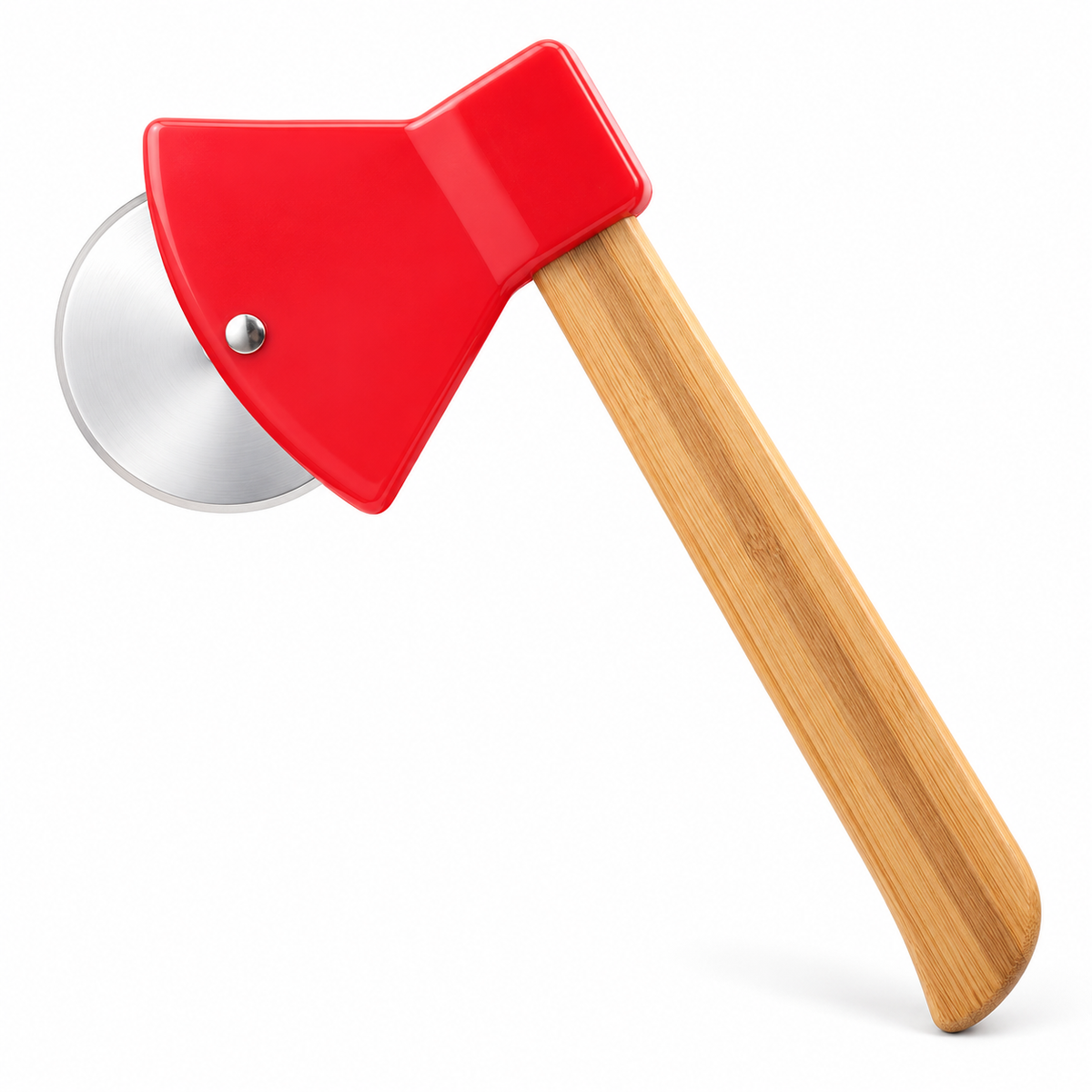 Pizza Cutter – Axe-Style Cutter with Bamboo Handle – Creative Kitchen Tool – Baking Cutter