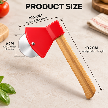 Pizza Cutter – Axe-Style Cutter with Bamboo Handle – Creative Kitchen Tool – Baking Cutter
