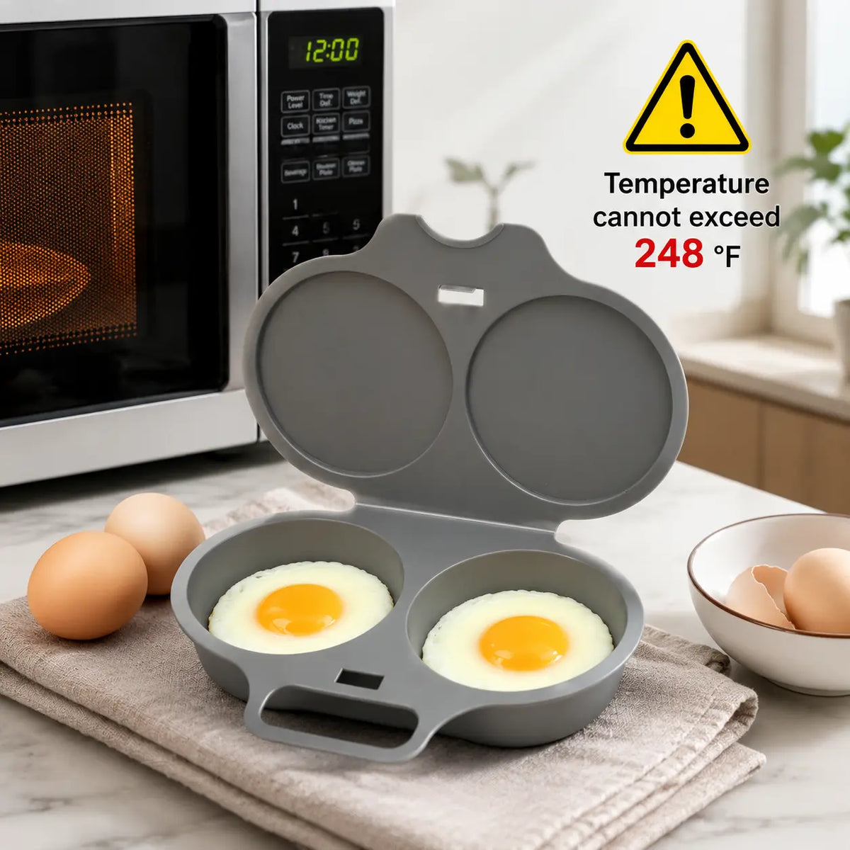 🍳Easy to Clean Microwave Egg Steamer Mold BPA‑Free,Food‑Grade Plastic PP Material - Non-Stick,2 Cup Round Egg Maker, Perfect Shape, Quick Prep, Healthy Cooking Gadget for Kitchens, Easy Egg Cooker Home Egg Boiler Dishwasher-safe Omelette Maker (Dark Gray)