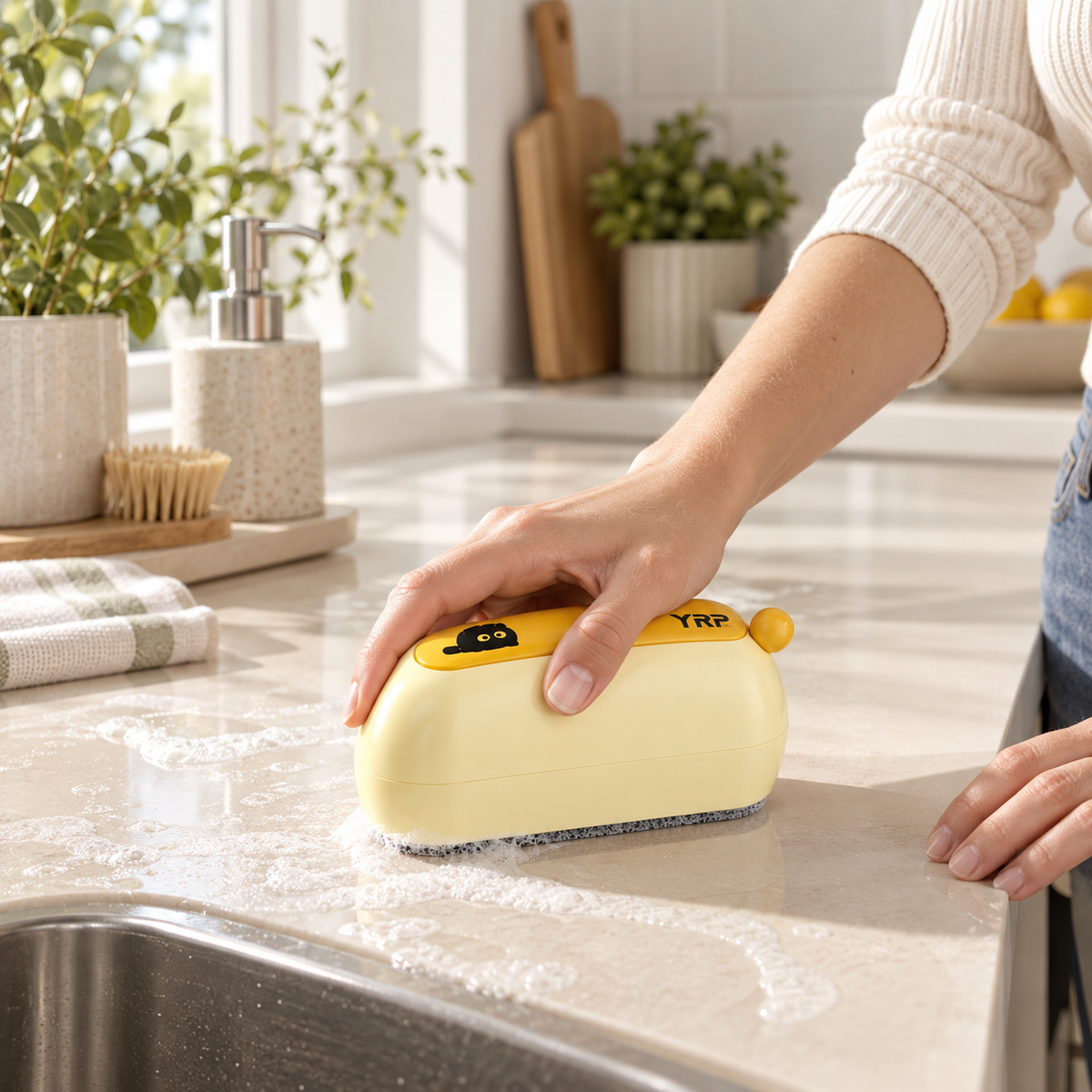 3-in-1 Kitchen Squeegee & Cleaning Brush