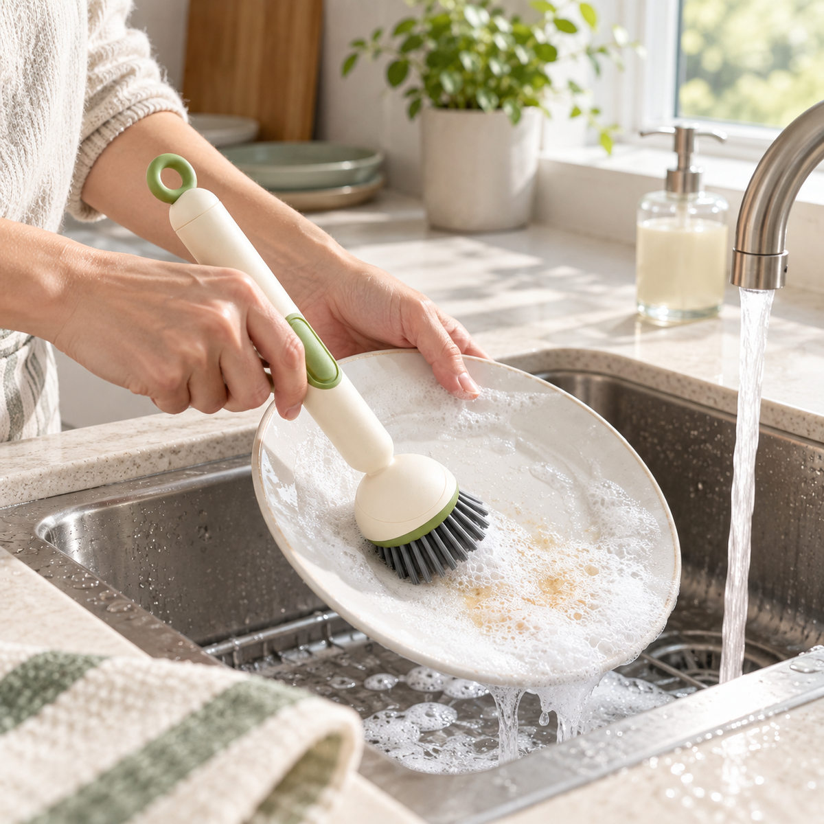 FlowScrub Dispensing Kitchen Brush