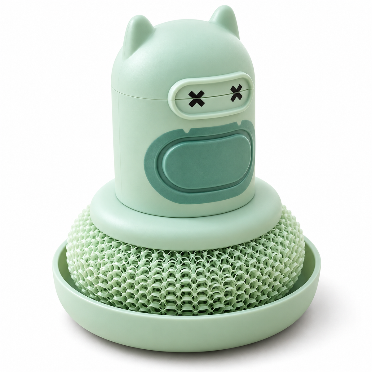 Cute Cartoon Push-Type Pot Cleaning Brush with Automatic Soap Dispenser – Effective Scrubber for Grease and Grime